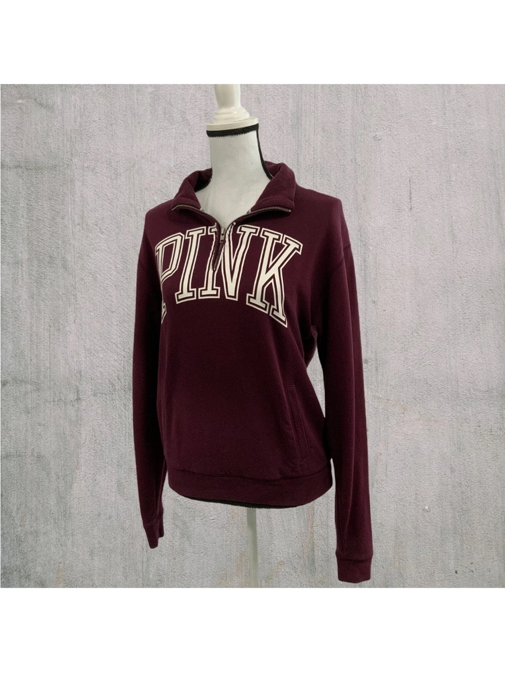 PINK Victoria's Secret Maroon Quarter-Zip Pullover